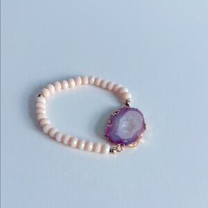 Estrella & Luna Pink druzy crystal boho bracelet